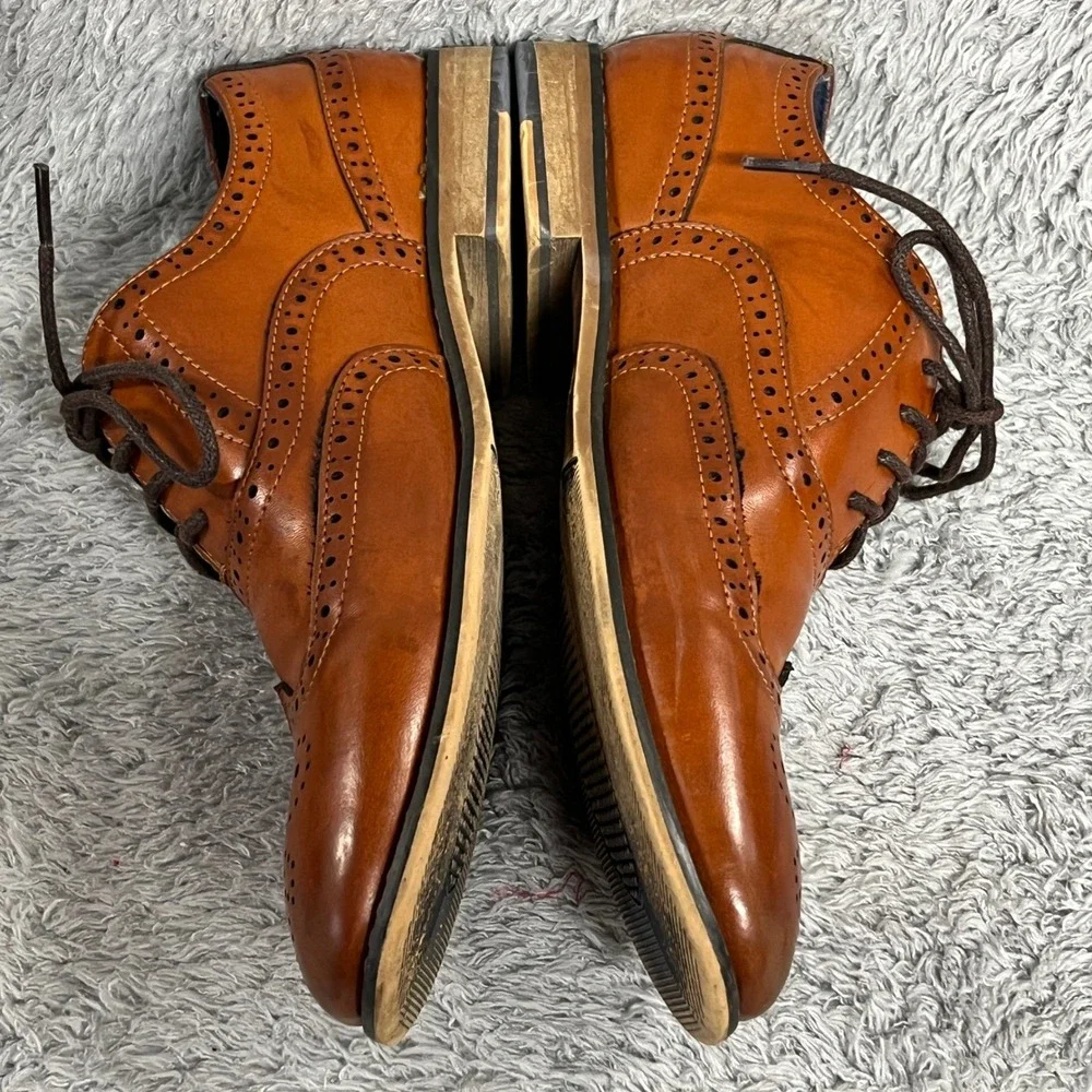 Bruno Marc Wingtip Brogue Oxford Mens 5 Brown Synthetic Leather‎ Dress Shoes